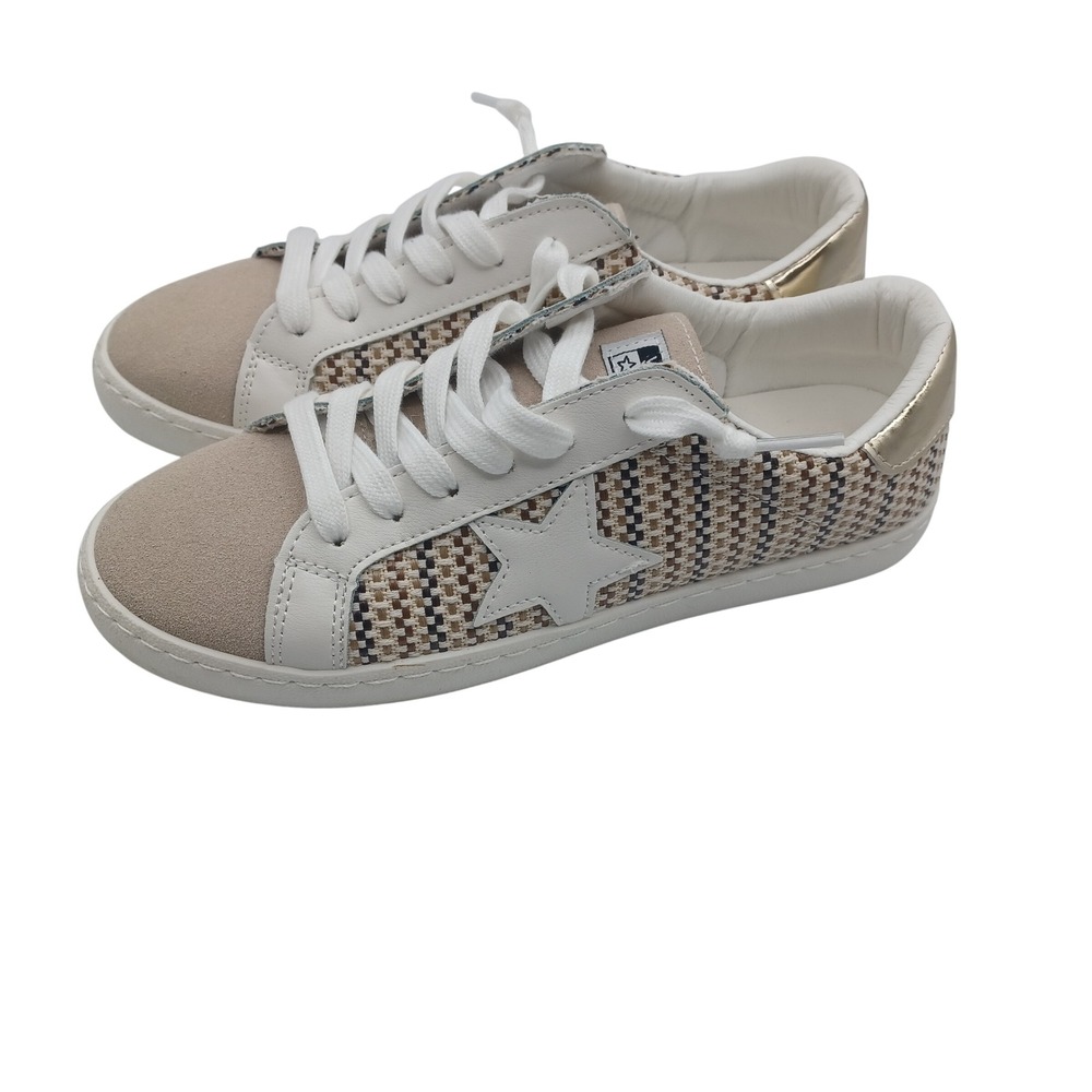 Vintage Havana Sneakers Womens 8 Tan White Excellent Star Basketweave Low Top